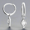 Sterling Silver CZ Diamond Charm Huggie Earrings