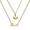 Gold Plated Sterling Silver Double Layer Heart and Love Necklace