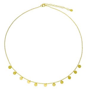 Gold Plated Sterling Silver Textured Discs Necklace