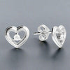 Sterling Silver Open Heart with Cubic Zirconia Centre Earrings