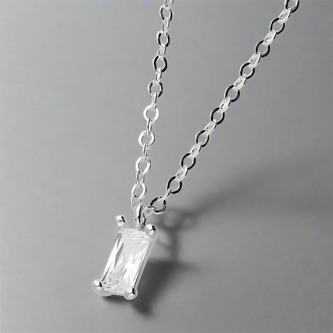 Sterling Silver CZ Rectangle Necklace – More Than Just a Sterling Silver CZ Rectangle Necklace – More Than Just a