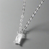 Sterling Silver CZ Rectangle Necklace