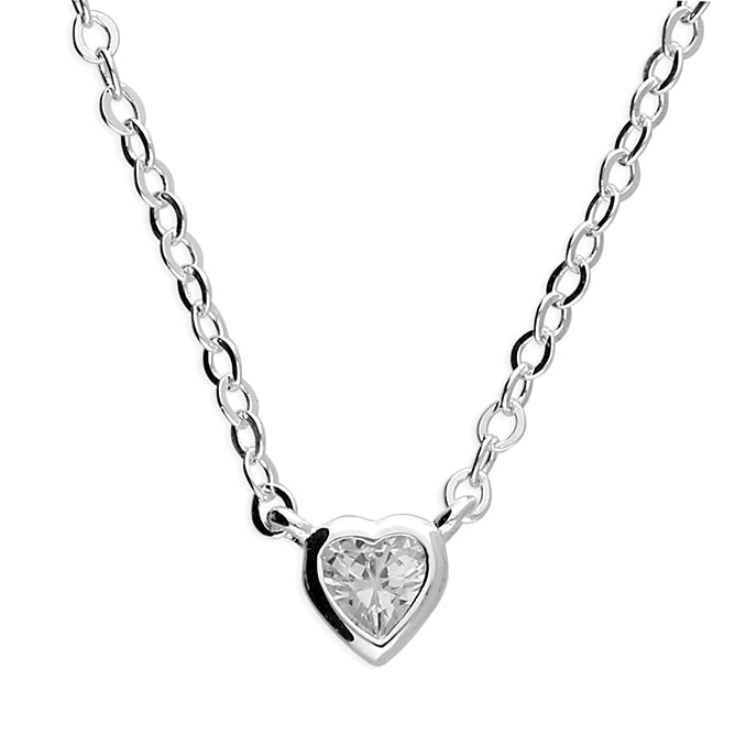 Sterling Silver Mini CZ Heart Necklace