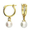Sterling Silver Gold-plated Faux Pearl Hoop Earrings