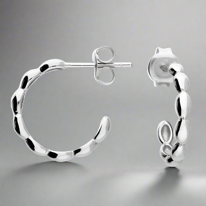 Sterling Silver Seed Stud Hoop Earring