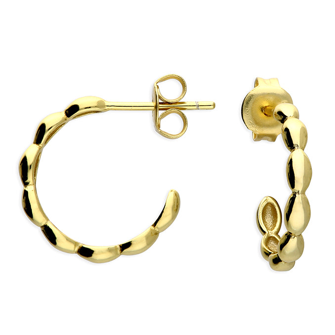 Sterling Silver Gold Plated Seed Stud Hoop Earring