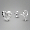 Sterling Silver Ribbon Heart Stud Earrings