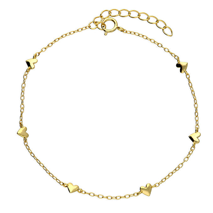 Sterling Silver Gold Plated Multi Heart Bracelet