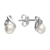 Sterling Silver CZ Leaf Design Stud