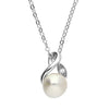 Sterling Silver CZ Pearl Leaf Design Necklace