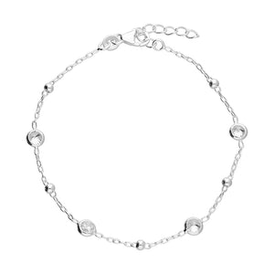 Sterling Silver Cubic Zirconia and Bead Bracelet
