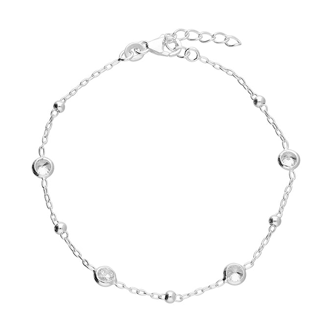 Sterling Silver Cubic Zirconia and Bead Bracelet
