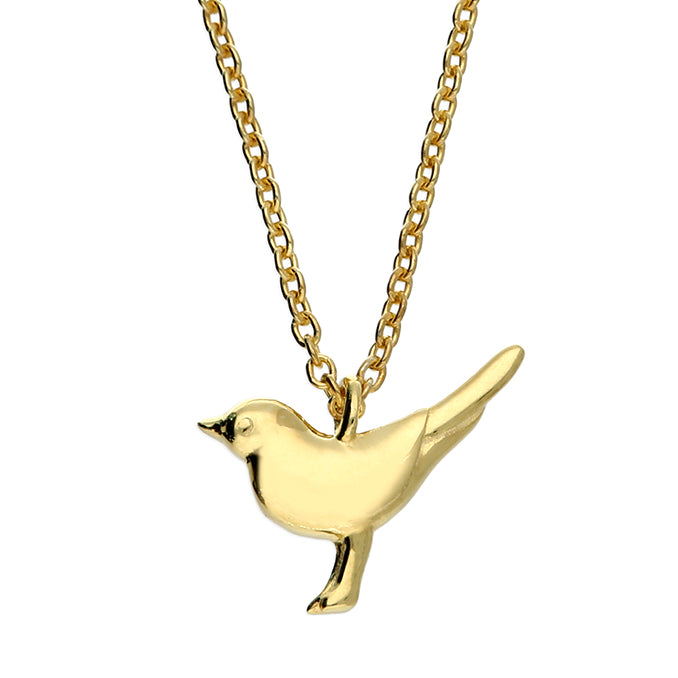 Gold Plated Sterling Silver Dainty Bird Necklace