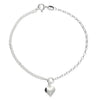 Sterling Silver Mixed Chain Heart Charm Bracelet