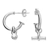 Sterling Silver T Bar Half Hoop Earrings