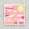 Hip Hip Hooray Girl Aged 2 Birthday Card