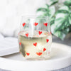 Red Hearts Stemless Wine Glass