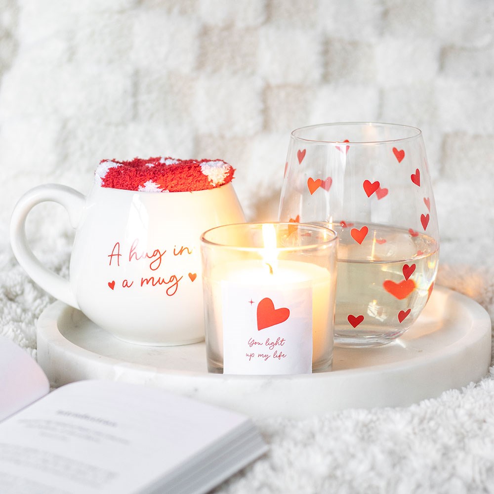 Red Hearts Stemless Wine Glass