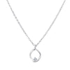 Sterling Silver Twisted Oval CZ Necklace