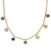 Sterling Silver Multi-coloured Rainbow Droplets Necklace