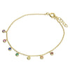 Sterling Silver Multi-coloured Rainbow Droplets Bracelet