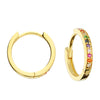 Sterling Silver Rainbow Huggie Hoops - Gold