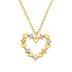 Sterling Silver Gold Plated Multi Coloured Heart Necklace - More Than Just a Gift | Narborough Hall