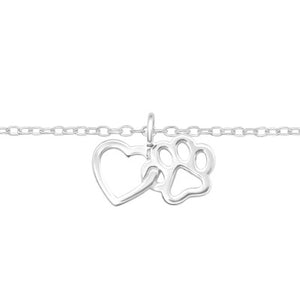 Sterling Silver Heart And Paw Print Bracelet - More Than Just a Gift | Narborough Hall