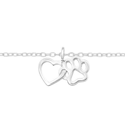Sterling Silver Heart And Paw Print Bracelet - More Than Just a Gift | Narborough Hall