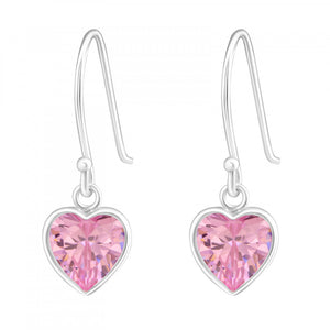 Sterling Silver CZ Pink Heart Drop Earrings - More Than Just a Gift | Narborough Hall