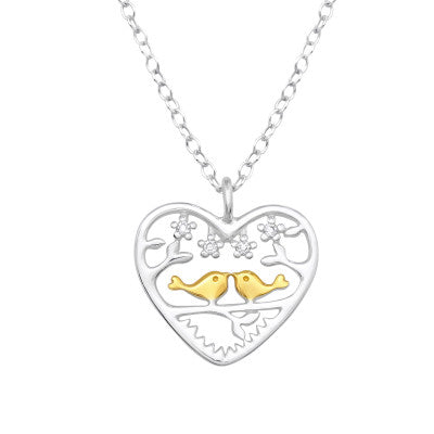 Sterling Silver Lovebirds Heart Necklace - More Than Just a Gift | Narborough Hall