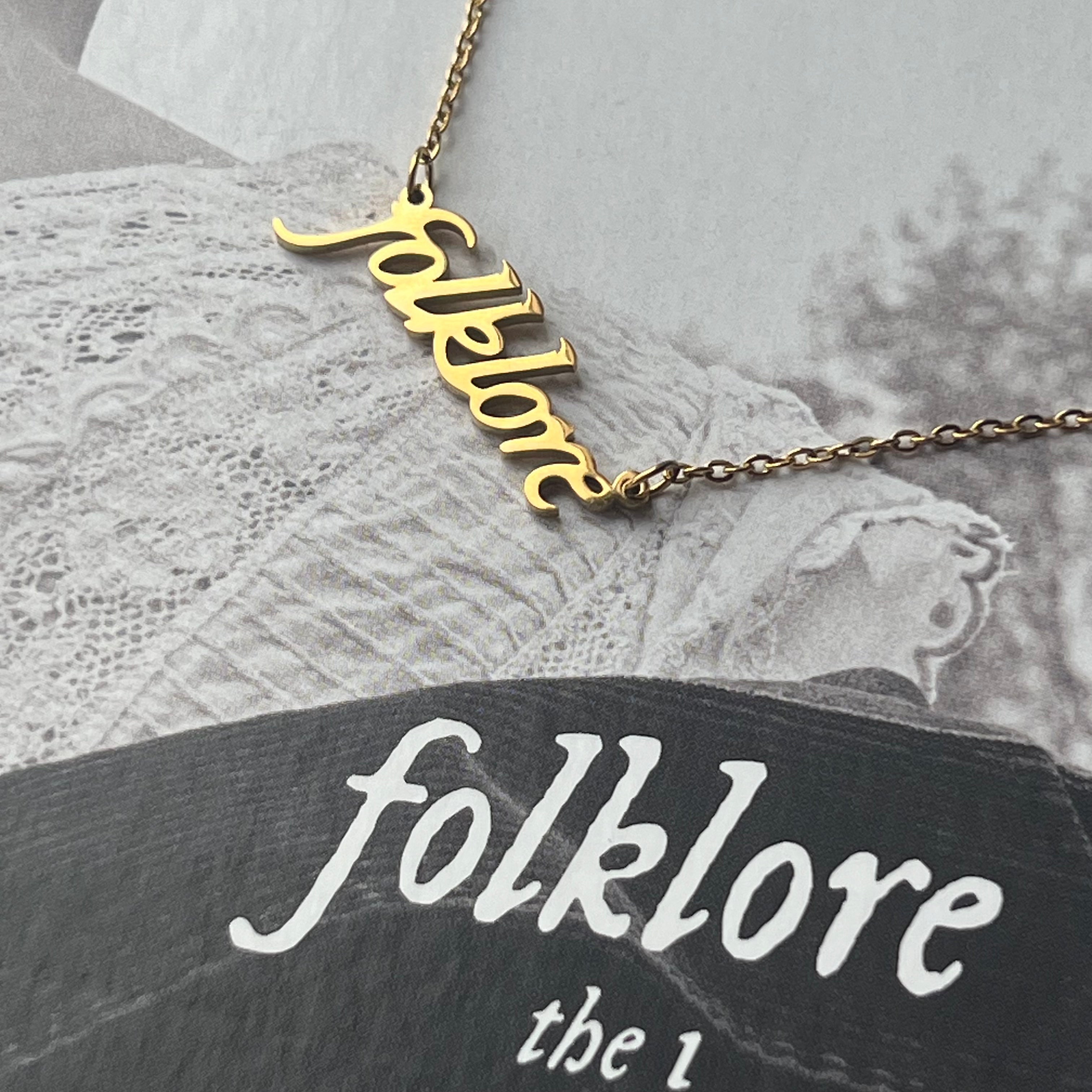 Taylor Swift Folklore Album Gold Necklace