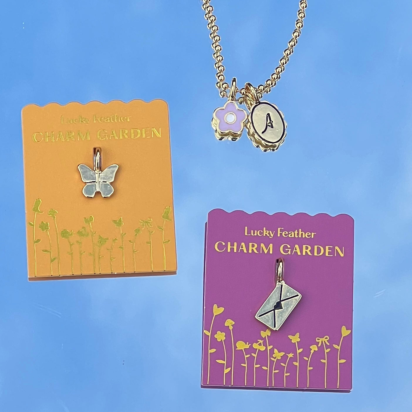 Lucky Feather - Charm Garden - Pearl Charm - Gold