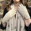 Thermal Felt Beige Gloves with Stitch & Button Detail