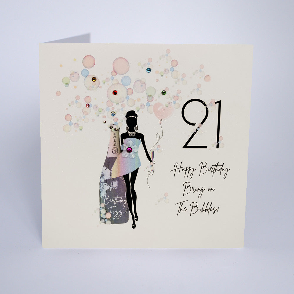 Butterfly Moon 21 Bubbles Birthday Card