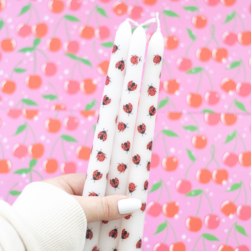 Lovestruck Set of 3 Love Bug Ladybird Taper Candles