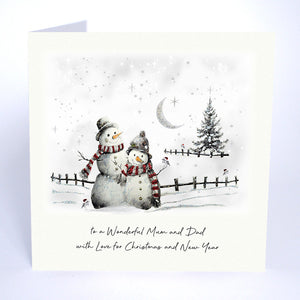 Five Dollar Shake To A Wonderful Mum And Dad With Love for Christmas And New Year (Snow Couple) Christmas Card