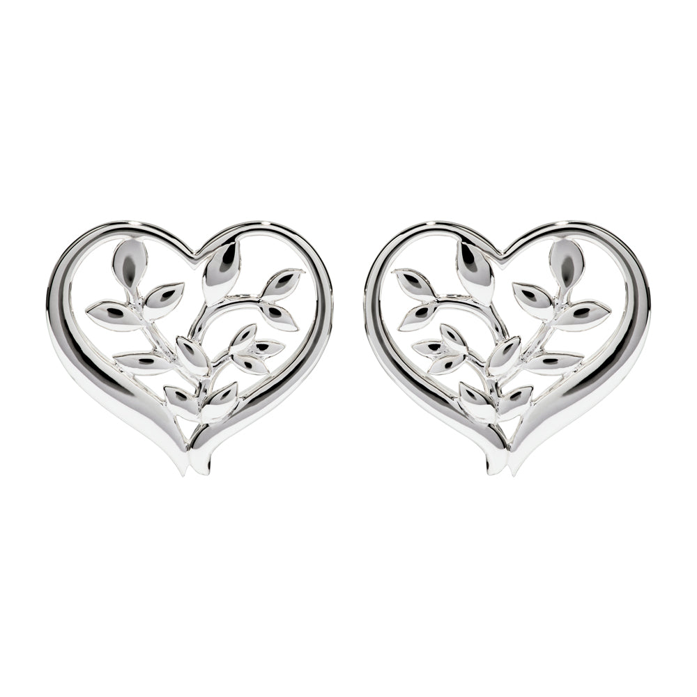 Unique & Co Sterling Silver Leaf Heart Earrings