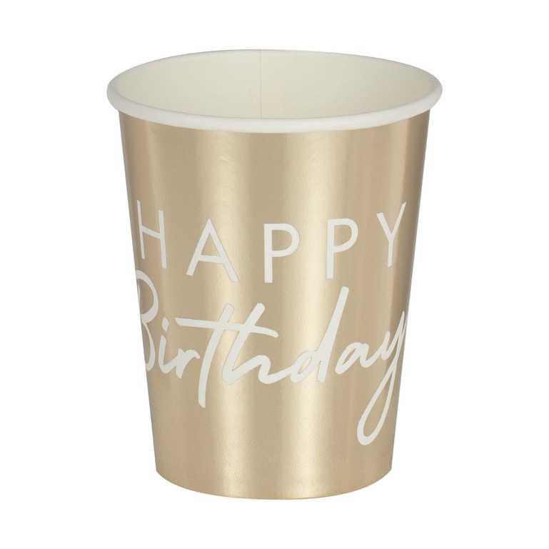 Ginger Ray Gold Happy Birthday Party Cups