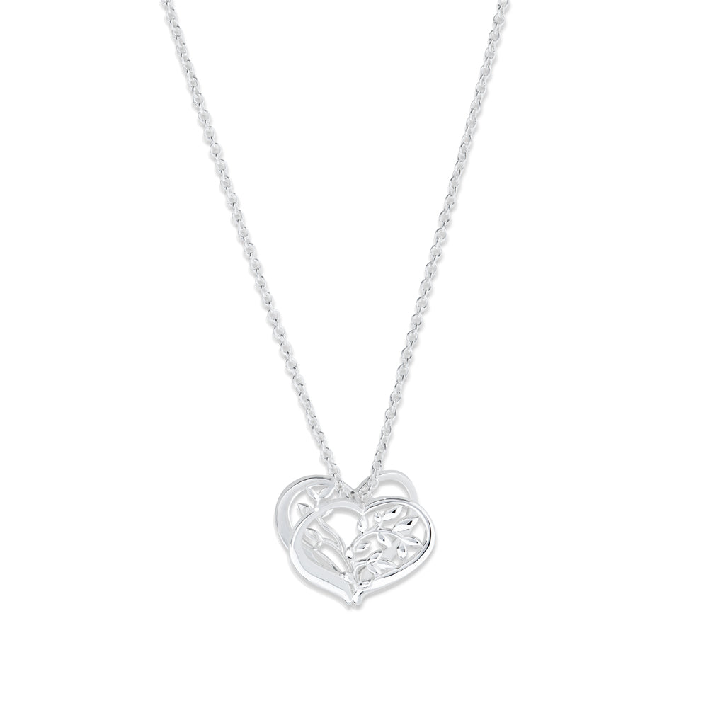 Unique & Co Sterling Silver Leaf Heart Necklace