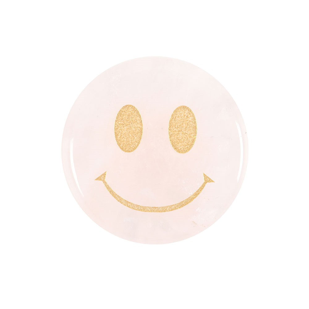 You Are Loved Rose Quartz Happy Face Crystal in box