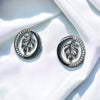 Unique & Co Sterling Silver CZ Feather Circle Earrings