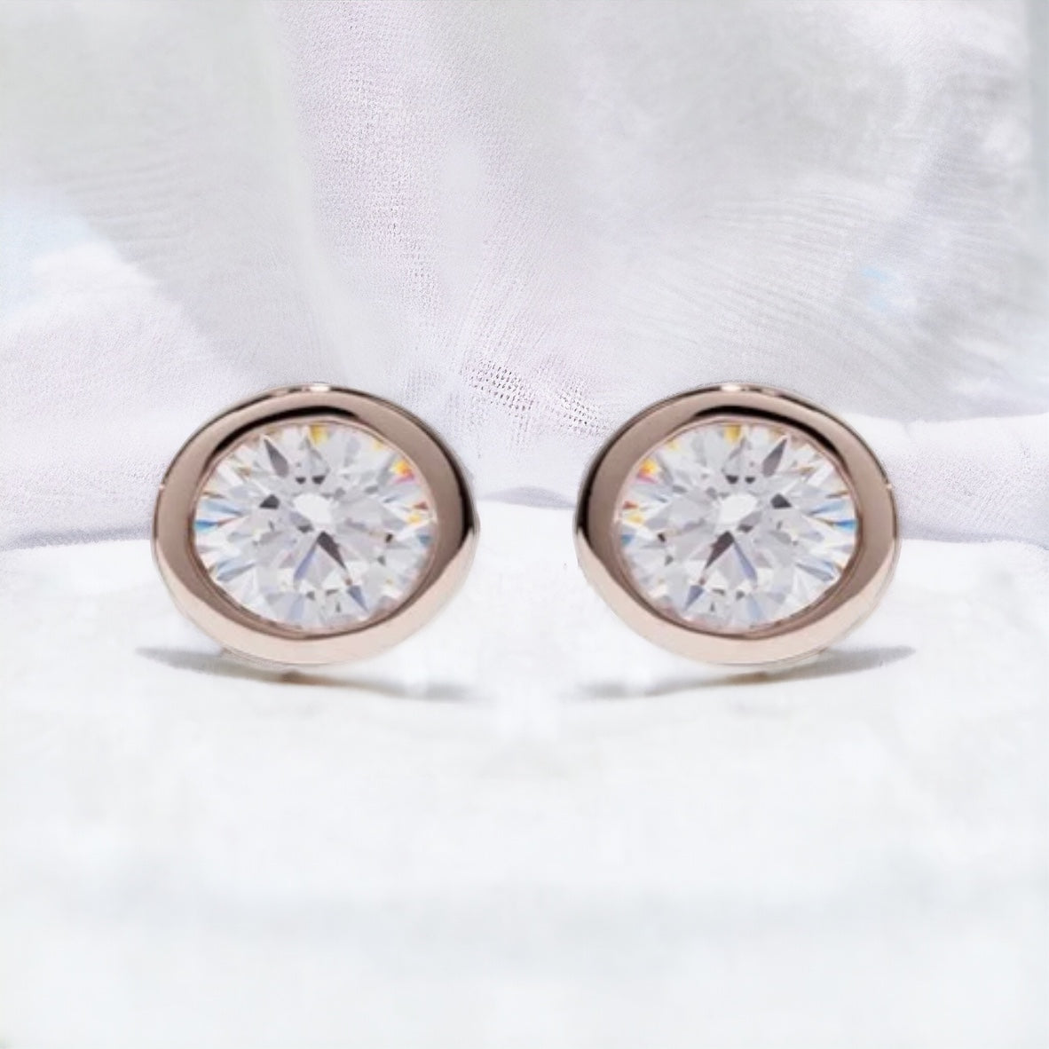 Unique & Co Rose Gold Plated Sterling Silver & CZ Circle Earrings