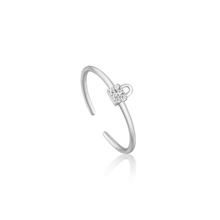 Ania Haie Silver Sparkle Adjustable Padlock Ring