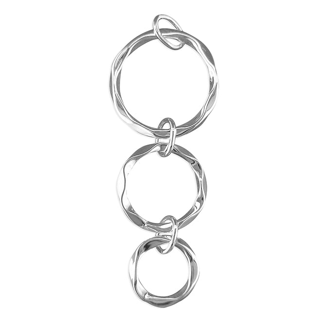 Sterling Silver Graduated Triple Beaten Rings Necklace