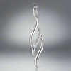 Sterling Silver Triple wave with white cubic zirconias drop pendant
