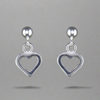 Sterling Silver Open Heart Drop Stud Earrings
