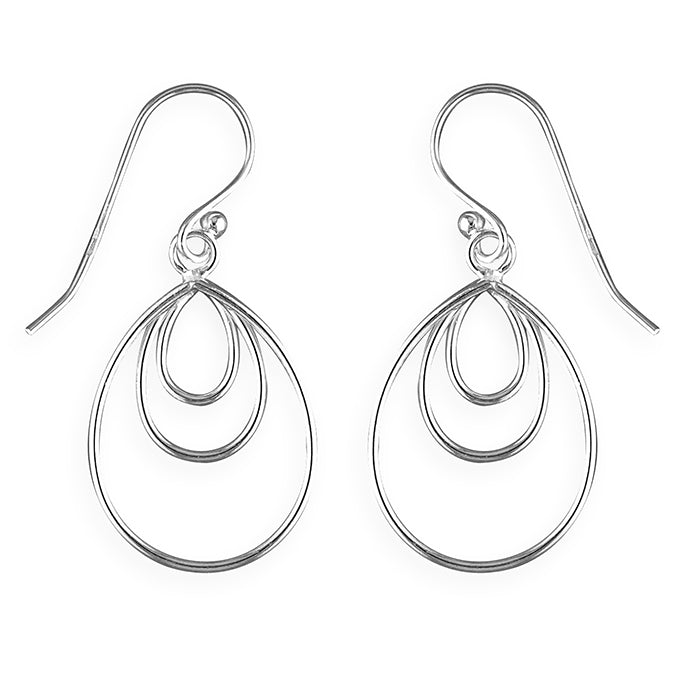 Sterling Silver Triple Wire Teardrop Earrings