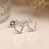 POM Sterling Silver Heart and Crystal Stud Earrings