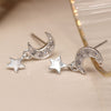 POM Sterling Silver Crystal Moon and Star Drop Earrings